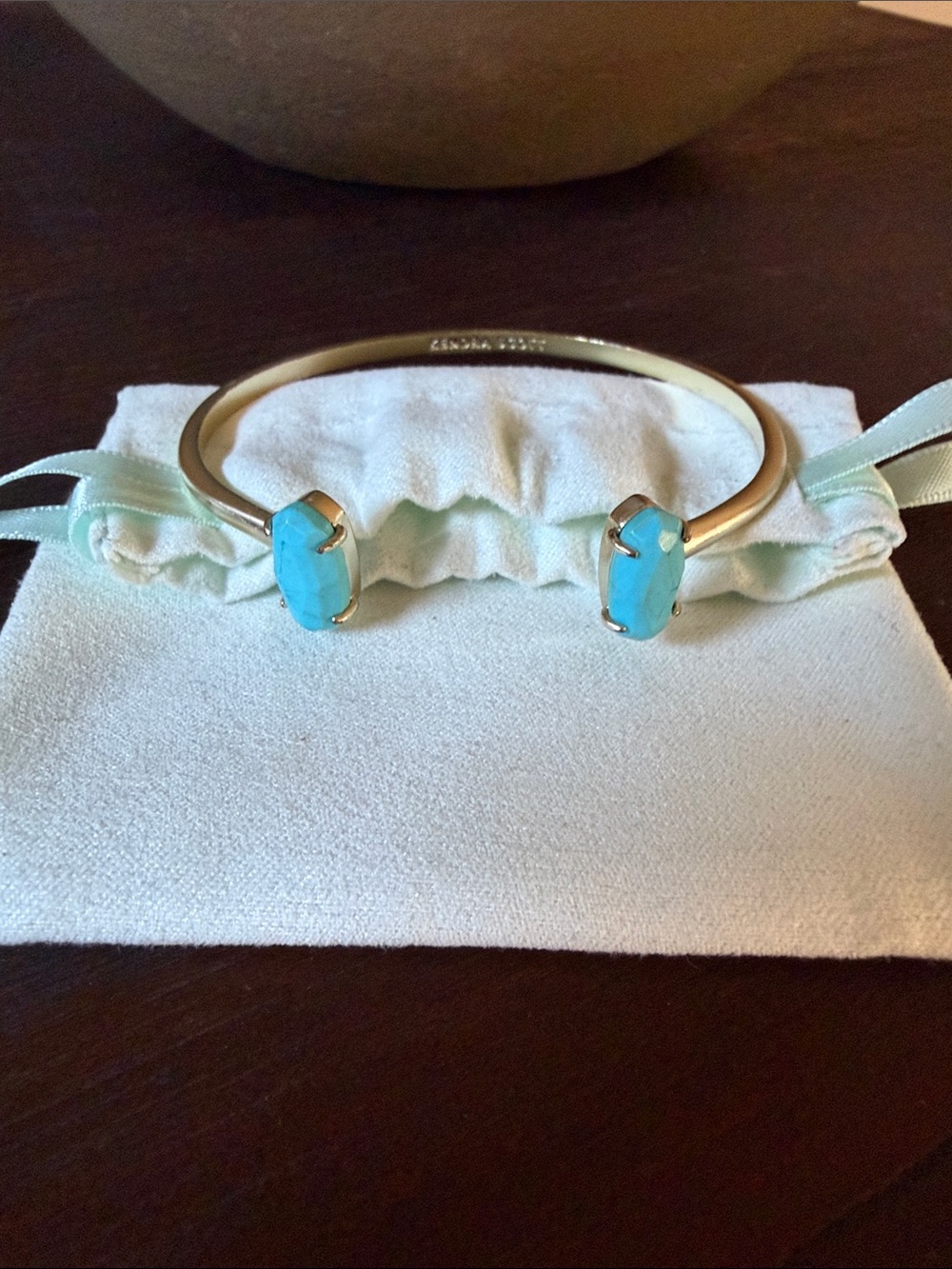 Kendra Scott Gold Cuff Bracelet with Turquoise Stones